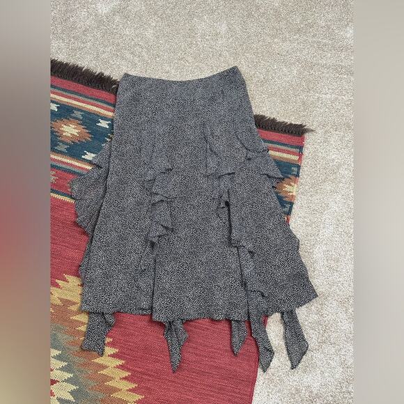 Jones New York Vintage Y2K Silk Asymmetrical Ruffled Midi Skirt Size 8 - Picture 3 of 4